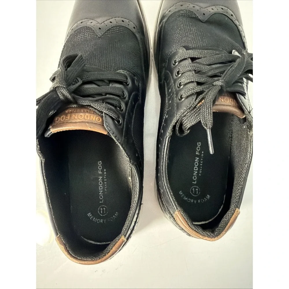 LONDON FOG Collection Mens Sneakers Oxford Style  size 11 Lace up Shoes Black